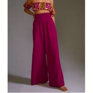 Anthropologie Wide Leg magenta gauze pants size M